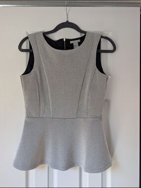 H&M Black and White Textured Peplum Tank Top *Worn 3x*